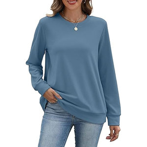Sudaderas de Cuello Redondo para Mujer, Otoño, Ecológicas, de Algodón/Bambú Satinado, Modernas, Lisas, de Manga Larga, con Bolsillos - Product Image 5