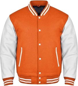 Blouson universitaire pour homme, color block, en coton et polyester, décontracté, automne, col rabattu, coupe droite, simple boutonnage - Product Image 6