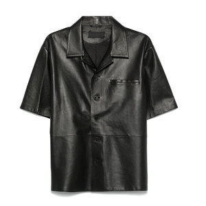 Chemise décontractée de luxe en cuir pour homme, en véritable peau d'agneau, boutonnage soigné, finition premium, marque privée, approvisionnement en gros - Product Image 1