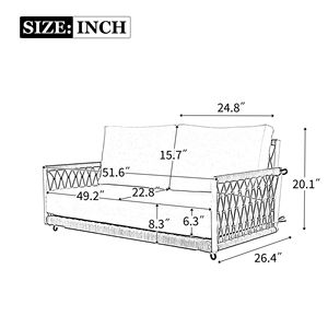 Canapé balançoire d'extérieur en corde tressée 1 pièce avec coussins moelleux, pour 2 personnes, idéal pour patio, cour et balcon - Product Image 4