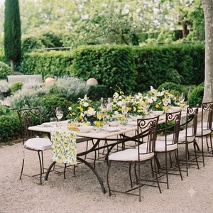 Traditional Heavy Duty Wrought Iron Patio Dining Set with 8 <b>Chairs</b> Weather Resistant Outdoor <b>Garden</b> Furniture <b>Table</b> - Product Image 2