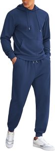 Breathable Cotton Blend Tracksuit Men Summer Gym Wear Set <b>Slim</b> <b>Fit</b> <b>Jogger</b> Hoodie Plain Color Two Piece 350GSM - Product Image 3