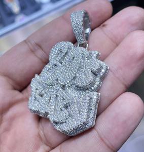 Colgante de Letra de Moissanita VVS de Alta Calidad, Plata 925, Joyería Hip Hop con Cadena Cubana, Regalo Personalizado con Nombre - Product Image 6