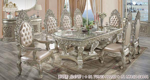 Meubles de salle à manger pour Villa de luxe, ensemble de salle à manger classique en or blanc - Product Image 3