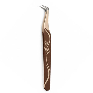 Pince à épiler de précision SHEARS BEAUTY en acier inoxydable, couleur or rose, design feuille de lune, durable, antistatique, pointe lisse et dentelée - Product Image 1