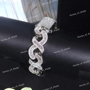 Elegante Brazalete Cubano con Diamantes de Moissanita y Cierre de Caja en Plata de Ley 925 con Baño de Rodio, Estilo Hip Hop de Lujo Unisex - Product Image 4