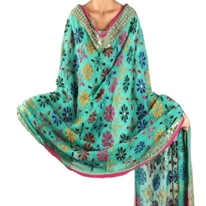 Phulkari Dupatta สำหรับผู้หญิง,สไตล์หนักมีเอกลักษณ์ทำด้วยมือเธรดทั้งหมดทำงาน Dupatta - Product Image 1