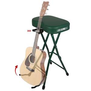 5Core Heavy Duty Music Seat Foldable 3.15\" <b>Padded</b> Guitar <b>Stool</b> with Built-In Footrest and Stand Audio Product Accessory - Product Image 1