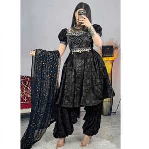 Robe de mariée de style afghan moderne en dentelle, sur mesure, couleur jaune, faite à la main, robe de soirée afghane Kuchi, longueur genou, pour femmes - Product Image 2