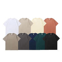 T-shirt Homme Grande Taille Épais à Épaules Tombantes 100% Coton Couleur Unie Manches Courtes Coupe Ample Style Oversize