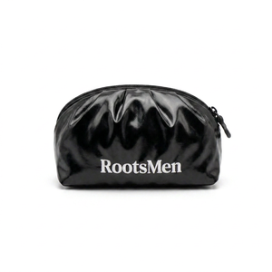 RootsMen Black nylon Cosmetic Bag Medium Size Zipper Closure Water Resistant Simple <b>Letter</b> Pattern - Product Image 4