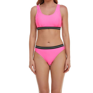 Maillot de bain deux pièces pour femme, personnalisé, sublimé, prix abordable, uni, respirant, pour femmes. - Product Image 1