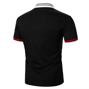 Polo à manches courtes en tricot rayé gris pour homme, style décontracté, design bicolore - Product Image 4