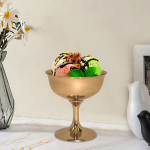 Elegant Polished Eco-Friendly Brass Ice Cream Bowl 4-Piece Set <b>Top</b> Selling Handicrafts Dinnerware Classic Design - Product Image 6