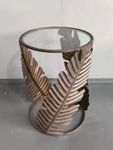 Table d'appoint ronde moderne en fer avec plateau en verre, finition thermolaquée, taille personnalisable disponible pour la maison, le bureau, le salon - Product Image 4