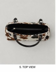 Sac fourre-tout hobo en cuir véritable à imprimé vache, avec poignée rigide détachable, grande capacité, fermeture éclair, bandoulière arquée, unisexe - Product Image 5