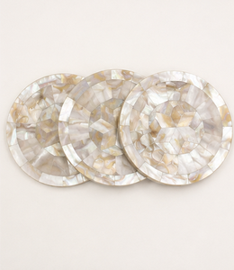Juego de 4 Posavasos de Mosaico de Madreperla Hechos a Mano con Soporte Decorativo, Acabado Pulido a Mano, Diseño Moderno y Duradero de Lujo - Product Image 1