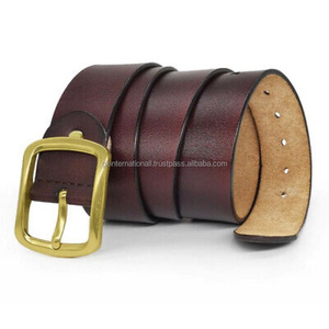 IGH-cinturón informal de cuero genuino para hombre, correa de 3 colores con hebilla de Latón chapado en latón sólido Retro - Product Image 4