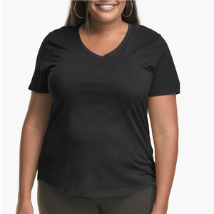 Camiseta de Cuello Redondo para Mujer, Talla Grande, Verano, Informal, Algodón y Poliéster, Suave, con Logotipo Personalizado, Secado Rápido, Ligera y Ecológica - Product Image 1