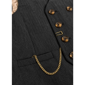 Chaleco de Tweed Cruzado Personalizado para Hombre, Chaleco Premium con Diseño Espigado, Chaleco de Traje Clásico para Bodas y Eventos Formales - Product Image 2