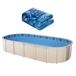 Telo di rivestimento ovale durevole per piscina fuori terra, stile a sovrapposizione, 15 x 30 piedi, altezza parete da 48 a 54 pollici, misura standard - Product Image 1