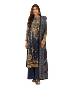 Salwar kameez-traje de diseñador para mujer, traje Ndian akistani EW, top de diseño con cuello bordado Eid Salwar kameez, listo para usar - Product Image 1