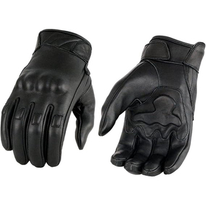 Samroz Sports Men's Black Leather Motorcycle Gloves w/i-Touch Screen and Led <b>Finger</b> <b>Light</b> - Product Image 1