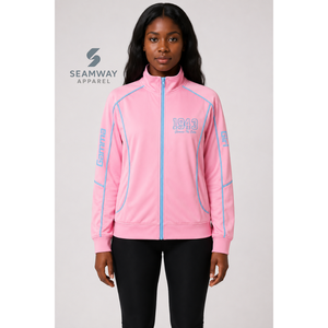 Sweat-shirt à capuche zippé pour femme Gamma Phi Delta Sorority, manches longues, col montant, style survêtement avec passepoil contrastant, fermeture éclair intégrale, pour la détente - Product Image 5
