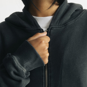 Sweat-shirt à capuche surdimensionné pour homme, fermeture éclair, couleur unie, en molleton de coton, décontracté, pour l'automne - Product Image 6