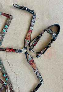 Nueva alta calidad Turqouise Headstall y Breastplate Fringes Horse One Ear Headstall Breast Collar Set Tack a precio mayorista - Product Image 4