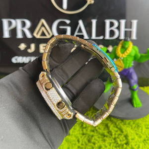 Reloj de Cuarzo de Lujo con Incrustaciones de Oro para Hombre, Correa de Acero Inoxidable, Esfera Negra, Resistente al Agua, Reloj de Moda - Product Image 3