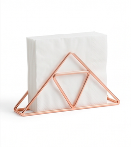 Portarrollos de Metal Moderno con Diseño Geométrico Triangular, Acabado en Oro Rosa, Soporte para Servilletas Independiente para Decoración del Hogar - Product Image 1