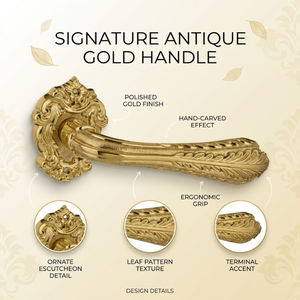 Poignée de porte extérieure moderne en laiton de luxe Valencourt 5 pouces |   Poignée à levier sculptée en feuille de style européen classique et durable pour porte principale d'hôtel - Product Image 5