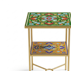 Table-tabouret de luxe en os vert incrusté – Meuble artisanal de caractère, ottoman - Product Image 3