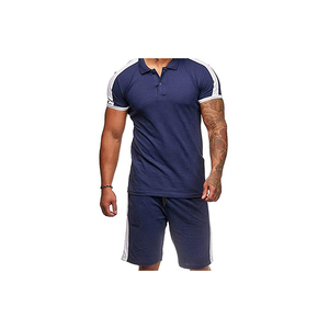 Ensemble polo et short pour homme, tenue de sport d'été, ensemble deux pièces, vêtements de sport décontractés, vêtements de sport personnalisés, logo personnalisé, vêtements de sport unis - Product Image 4