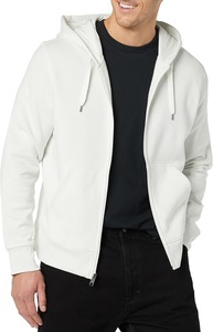 Sudadera con capucha para hombre, color blanco liso, corte regular, tejido French Terry, informal, con capucha con cordón y bolsillos, para otoño. - Product Image 3