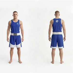 Nuevos Conjuntos de Ropa Deportiva de Kickboxing al Por Mayor, Conjuntos de Entrenamiento de Boxeo con Chaleco y Pantalones Cortos con Estampado Digital, Conjunto de Singlets de Luchador - Product Image 1