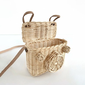 Hand-made rattan kids crossbody <b>bag</b> top sales natural fiber basket children <b>camera</b> baskets - Product Image 2