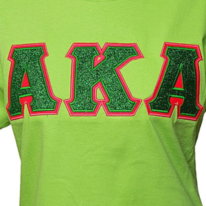 AKA <b>Green</b> <b>Glitter</b> Flake Applique Shirt Women Short Sleeve Sparkle Graphic T Shirt Sorority Inspired Casual Fashion Tee Street - Product Image 6