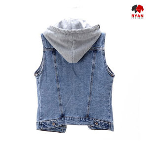 เสื้อกั๊กยีนส์มีฮู้ดแบบไม่มีแขน รุ่นใหม่ ดีไซน์รักษ์โลก แฟชั่นสำหรับทุกเพศ ยี่ห้อ Ryan Pro Gear พร้อมโลโก้แบบกำหนดเองได้ - Product Image 2