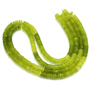 Perles plates en quartz vert lime |   Perles de quartz vertes de 15 pouces |   Perles rondes lisses |   Fournitures pour la fabrication de bijoux - Product Image 3