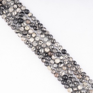 Perles Rondes en Pierre Naturelle ALIZA AGATE EXPORTS Picasso Jasper 8mm Gris pour la Fabrication de Bijoux Vente en Gros - Product Image 3