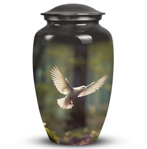Urna Funeraria Negra con Diseño de Pantano Iluminado por la Luna para Cenizas de Adultos, Urna Conmemorativa de Gran Tamaño de Aluminio con Tapa Metálica - Product Image 2