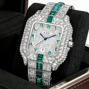 นาฬิกาควอตซ์ KDW Classic Luxury Iced Out รุ่นปี 2026 สำหรับผู้ชาย สไตล์ฮิปฮอป ประดับเพชรซิร์คอนหลากสี - Product Image 1