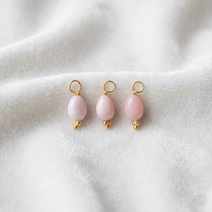 <b>Pink</b> Opal Birthstone Pendant Natural <b>Pink</b> Opal Wire <b>Wrapped</b> Charm Tumble Smooth Gemstone Pendant Gold Plated Crystal Necklace - Product Image 1