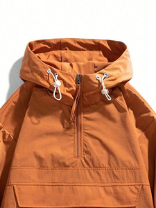 Chaqueta Anorak Impermeable con Media Cremallera y Capucha, Colores Personalizados Disponibles, Conjunto de Chándal Tejido de Color Liso, Ajuste Oversize, Chaqueta Casual OEM ODM - Product Image 4