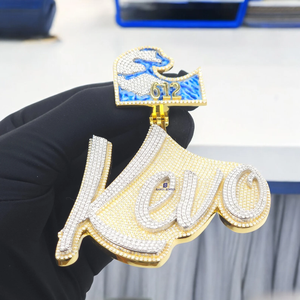 Pendentif personnalisé Kevo avec nom, style plaque Minnesota 612, plaqué or rose et argent, Moissanite, bijoux hip-hop pour soirée - Product Image 2