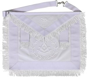 Delantal de piel de oveja Master - Totalmente blanco, bordado a mano con flecos de corona, tipo de tela: piel de cordero - Product Image 1