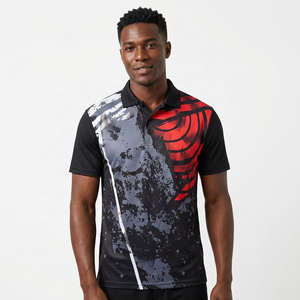 Chemise à manches courtes pour homme, imprimée numériquement, séchage rapide, en polyester tricoté, coupe classique, rouge, noir, gris, unie, anti-plis, unisexe - Product Image 4