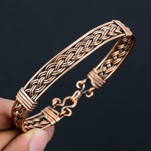 Brazalete de cobre envuelto en alambre para hombre, brazalete unisex, brazalete de cobre oxidado, brazalete para regalo - Product Image 2